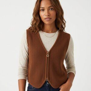 Jacobson’s Vintage Brown 100% Merino Wool Zip Vest Size M